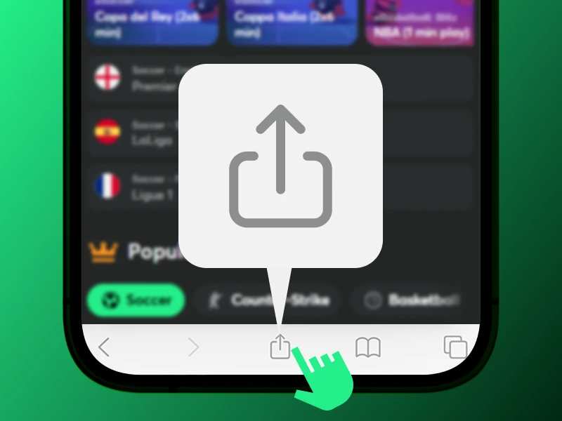 Share icon highlighted in Safari browser for BC.Game Nigeria website