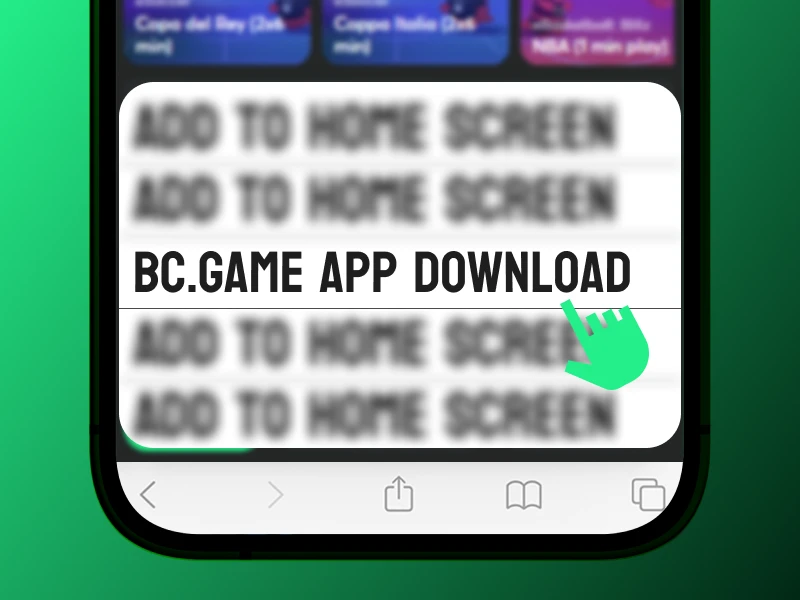 List of options showing bc game app download selection in Safari menu