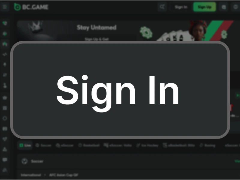 BC.Game Nigeria homepage with Sign In button highlighted in top-right corner