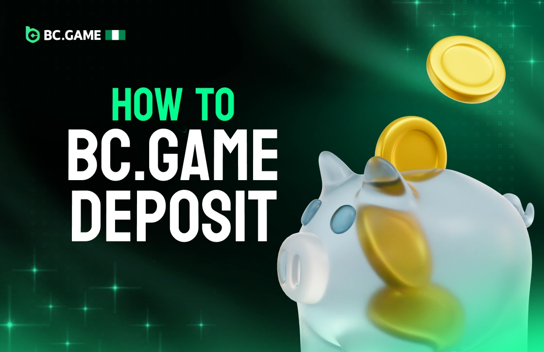 Glass piggy bank filled with golden coins symbolizing BC.Game Nigeria deposit options