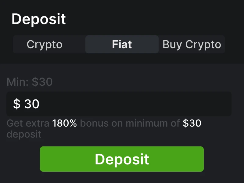 BC.Game Nigeria wallet screen showing first deposit process for welcome bonus qualification