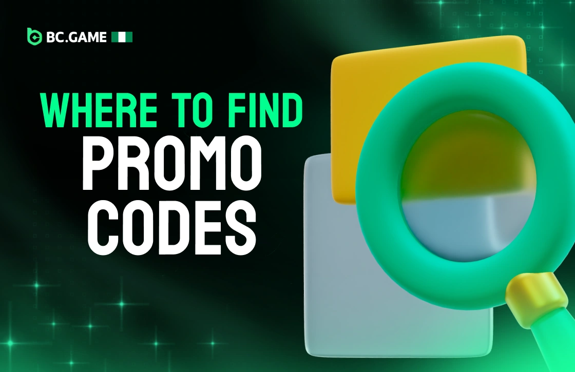 3D magnifying glass icon symbolizing where to find BC.Game Nigeria promo codes online