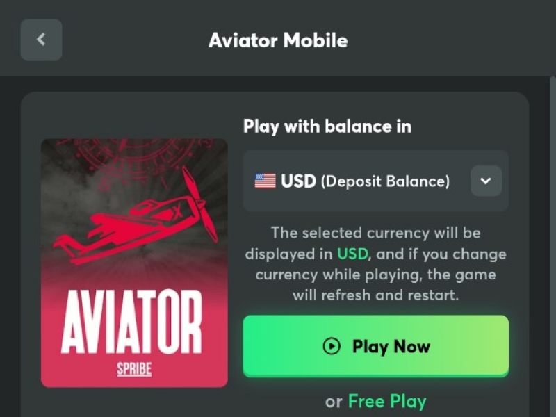 Aviator game on BC.Game mobile interface showing Play Now button to start Aviator betting online