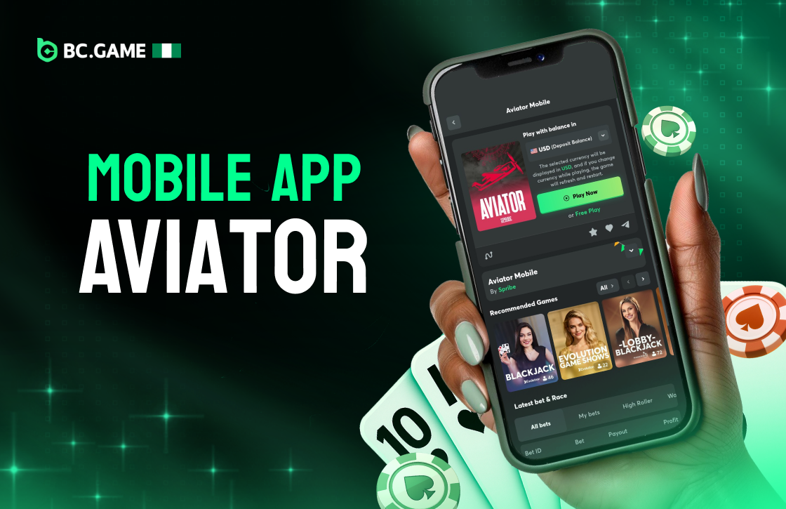 BC.Game mobile app Aviator game on smartphone screen