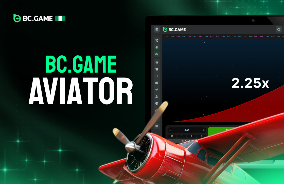 BC.Game Aviator crash game interface with rising multiplier and red airplane
